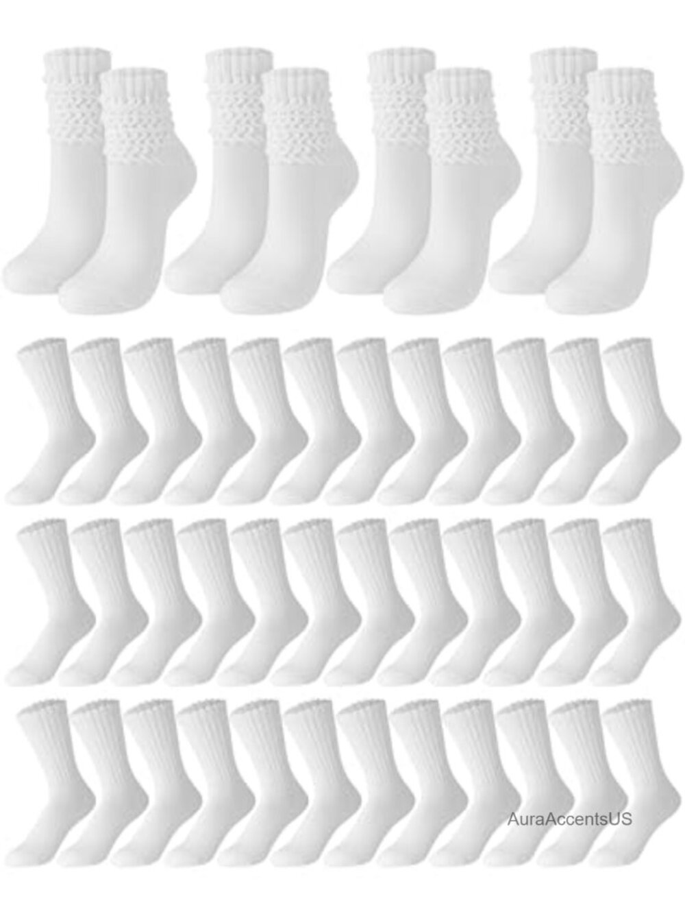 Womens Slouch Crew Socks 24 Pairs Cotton Blend Ribbed Knit